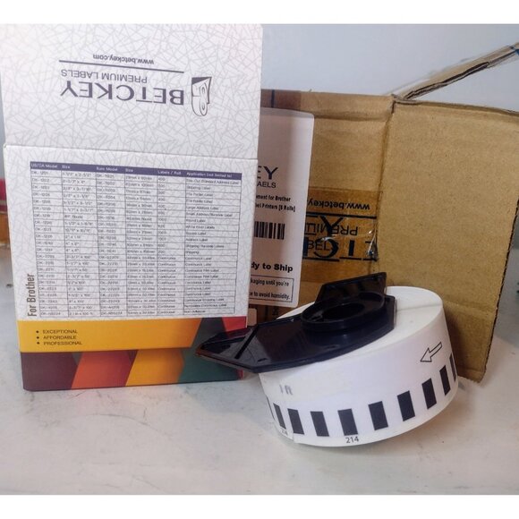 Betkey Thermal Continuous Label Replacement Brother DK-2214 5 Rolls 12mm x30.48m - Picture 2 of 4